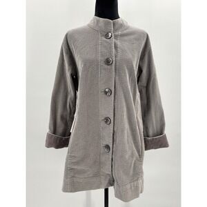 J Jill Corduroy Mandarin Collar Button Front Long Sleeve Tunic Shirt Women Small
